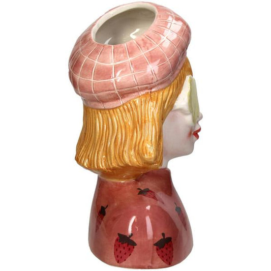 Vase Girl Strawberry – Pink Tontopf – ↑24 cm – Verspielte Deko-Vase – Für Blumen & Wohnraum – Charmantes Design 