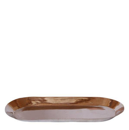 Ovales Tablett – Silber – Ø30cm – Dekoschale aus Metall – Für Pflanzen, Orchideen & Wohnaccessoires – Stilvolle Pflanzunterlage 