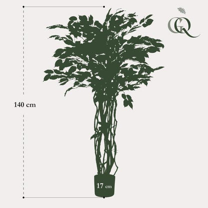 Ficus Liana – Künstliche Zimmerpflanze – ↕140 cm – Realistische Stiefmütterchen-Pflanze – Dekoration für Wohnzimmer, Flur & Wintergarten 
