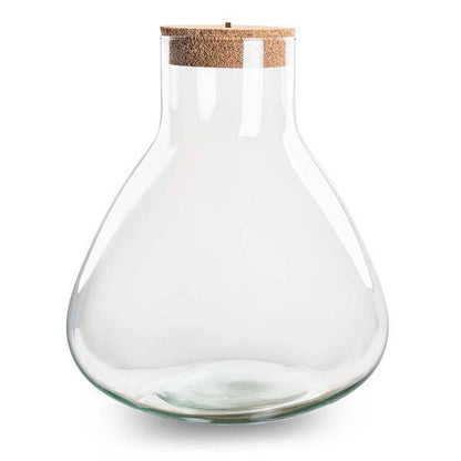 Flaschengarten – Terrarienflasche mit LED-Korken – Erlenmeyerkolben im Pyramidendesign – Geschlossenes Terrarium – Höhe 32 cm – Recyceltes Glas 