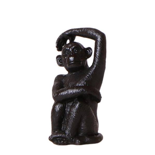 Ornament Sitzender Affe – Schwarz – Dekofigur aus Polystone – 13cm hoch – Handgefertigte Skulptur – Für Zimmerpflanzen & Interieur – Dekoration Wohnzimmer 