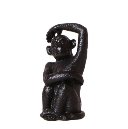 Ornament Sitzender Affe – Schwarz – Dekofigur aus Polystone – 13cm hoch – Handgefertigte Skulptur – Für Zimmerpflanzen & Interieur – Dekoration Wohnzimmer 