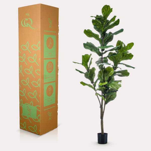 Kunstpflanze Ficus Lyrata – Geigen-Feige – 150 cm – Pflegeleicht & realistisch – Perfekt für Wohnzimmer & Büro 