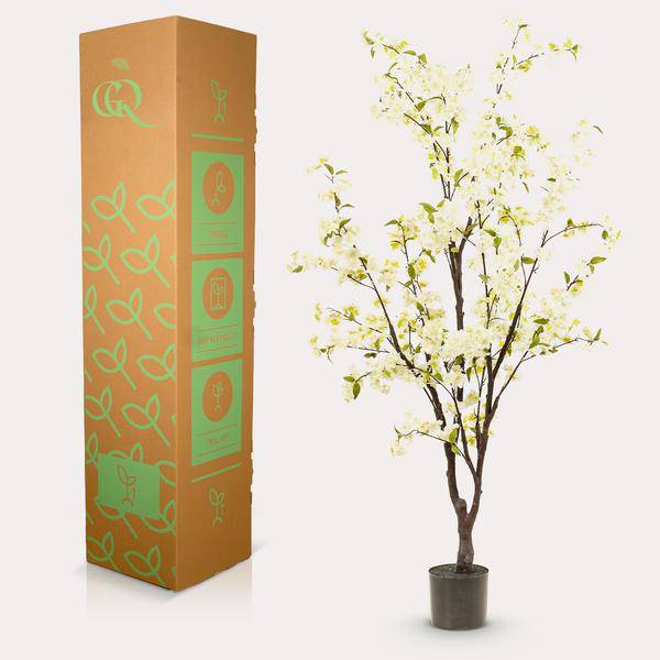 Künstliche Kirschblüte Prunus – Weiß – ↕175cm – Hochwertige Kunstpflanze für Innenräume – Täuschend echt – Dekoration für Wohnzimmer, Büro & Empfang 