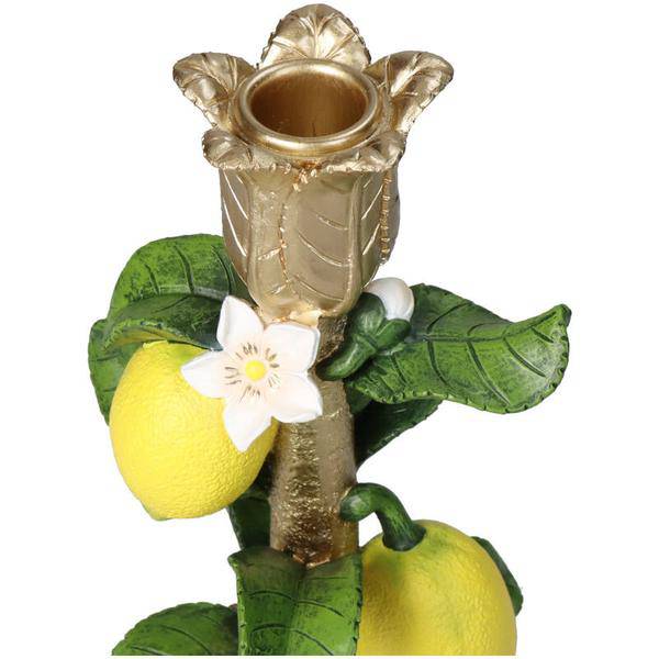 Kerzenständer Zitrone – 22 cm – Sommerlicher Kerzenhalter mit Zitronen-Motiv – Bunte Tischdeko 