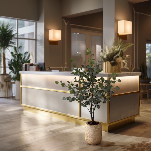 Kunstpflanze Eukalyptusbaum – Blue Gum Tree – ca. 140cm hoch – Täuschend echt & pflegefrei – Für Wohnzimmer, Büro & dunkle Räume – Immergrün & stilvoll 