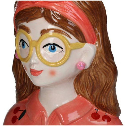 Design-Vase „Jessie“ – Fashion Lady mit Brille & Haarband – 27 cm – Modernes Wohnaccessoire aus Polyresin – Vase & Dekoobjekt in einem 