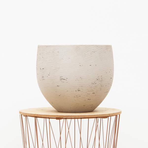 Topf Jumbo Orb Beige Washed – XS – D69cm x H57cm – Runder Pflanzkübel in Steinoptik – Modern & zeitlos – Für große Pflanzen – Indoor & Outdoor 
