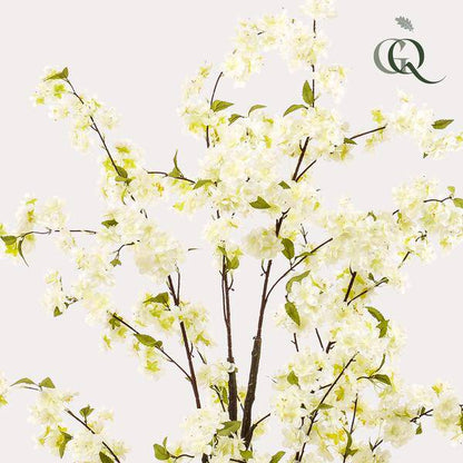 Kunstpflanze Prunus Kirschblüte Weiß – 135cm – Dekopflanze künstlich – täuschend echt – langlebige Blüten für Wohnzimmer Büro oder Event 