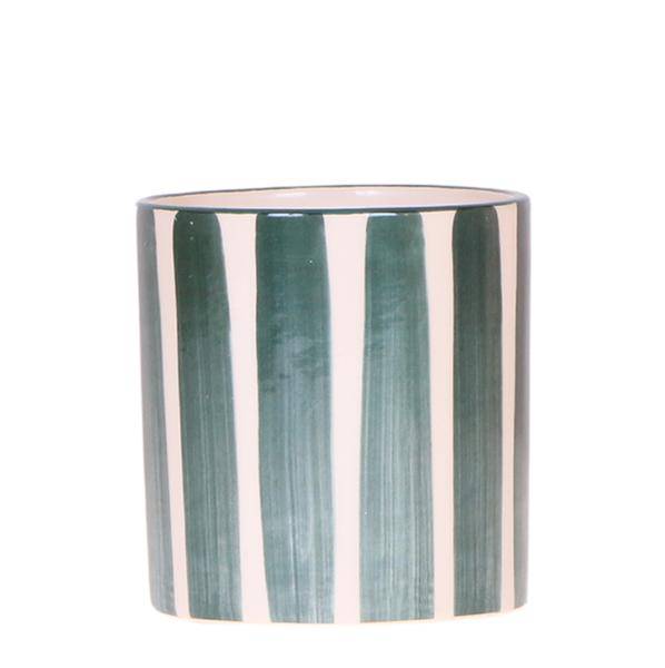 Topf - Bemalter Streifen - Grün - Ø9cm 