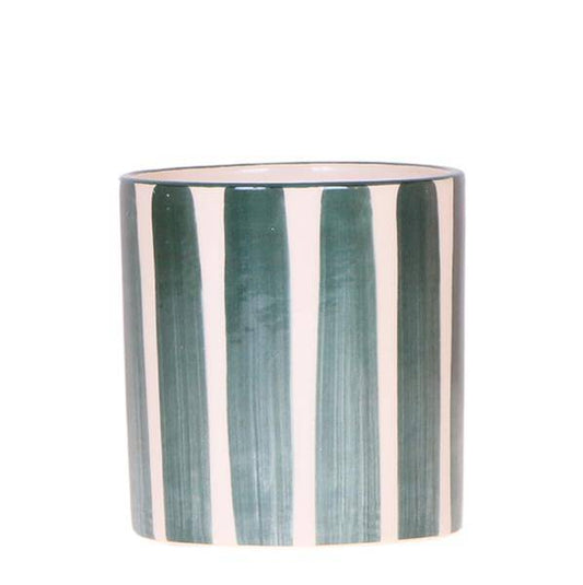Topf - Bemalter Streifen - Grün - Ø9cm 