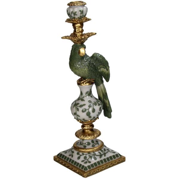 Kerzenhalter Vogel – Grün – Polyresin – 13x13x39 cm – Deko & Wohnaccessoire 