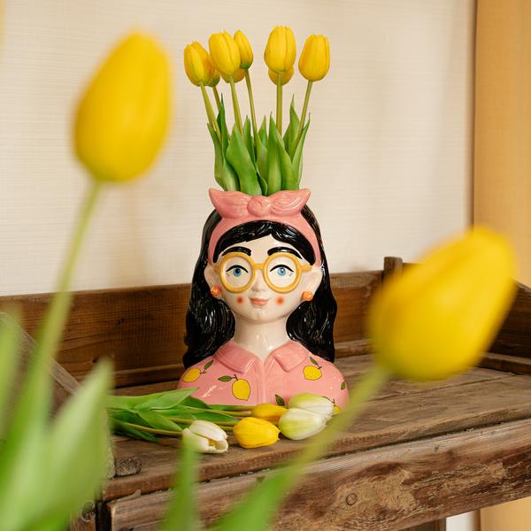 Tulpenstrauß Gelb – 10 Kunsttulpen – 42 cm – Real Touch – Fröhliche & langlebige Wohnraumdekoration 