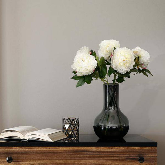 Künstliche Blumen - Blumenstrauß - Solo - Creme - Pfingstrosen - 65cm - 5 Stück 
