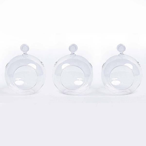 Weihnachtsbaumkugeln aus Glas – 3er-Set – Transparent – Mit Aufhänger – Ø10,5 cm – H8 cm – Edle Weihnachtsdekoration 
