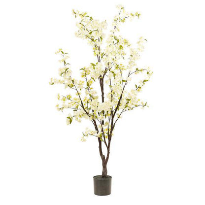 Künstliche Kirschblüte Prunus – Weiß – ↕175cm – Hochwertige Kunstpflanze für Innenräume – Täuschend echt – Dekoration für Wohnzimmer, Büro & Empfang 