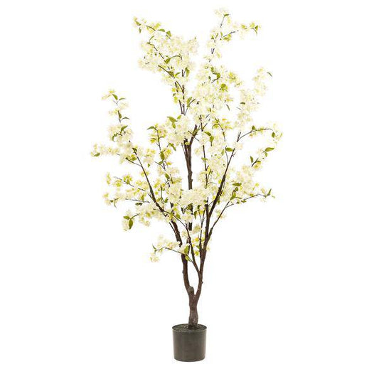 Künstliche Kirschblüte Prunus – Weiß – ↕175cm – Hochwertige Kunstpflanze für Innenräume – Täuschend echt – Dekoration für Wohnzimmer, Büro & Empfang 