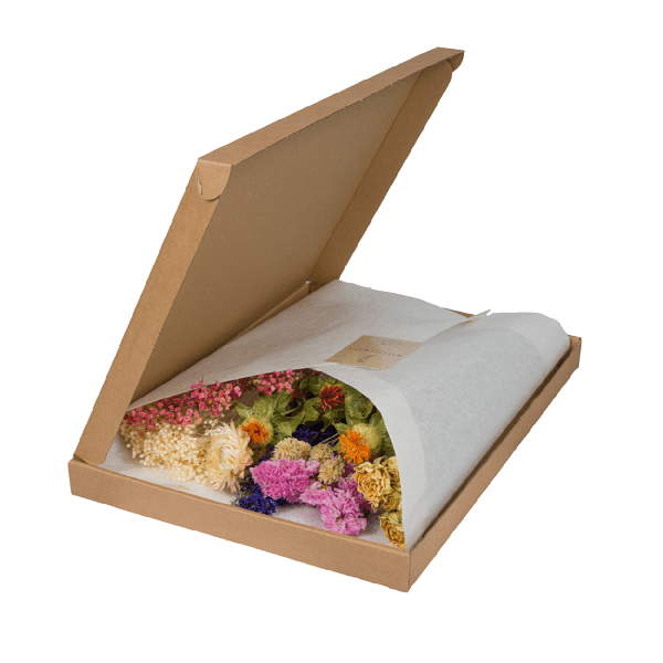 Trockenblumen im Briefkasten – Letterbox Multi – Trockenstrauß in Weiß, Beige & Hellrosa – Elegante Deko – Pflegefrei – Perfekt für Innenräume 