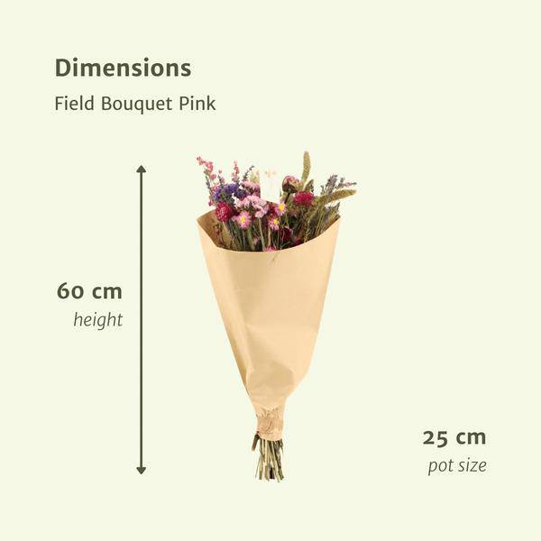 Feldblumenstrauß Rosa - Trockener Strauß - 35cm - 12 Stück 