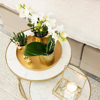 Blumentopf Diamant – Gold – Ø9cm – Keramik-Ziertopf mit Rautenmuster & Metallic-Finish – Handgefertigt – Für Orchideen, Sukkulenten & Zimmerpflanzen – Dekotopf für Wohnzimmer & Büro 