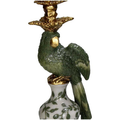 Kerzenhalter Vogel – Grün – Polyresin – 13x13x39 cm – Deko & Wohnaccessoire 