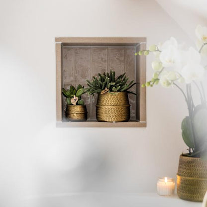 Sukkulenten 2er-Set in goldenen Rillen-Keramiktöpfen – Ø9 cm – Pflegeleichte Crassula Ovata & Crassula Hobbit – Dekorative Zimmerpflanzen für Zuhause & Büro 