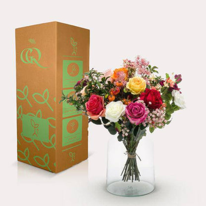 Kunstblumen - Blumenstrauß - Bouquet M - Flammenrosen - 45 cm 