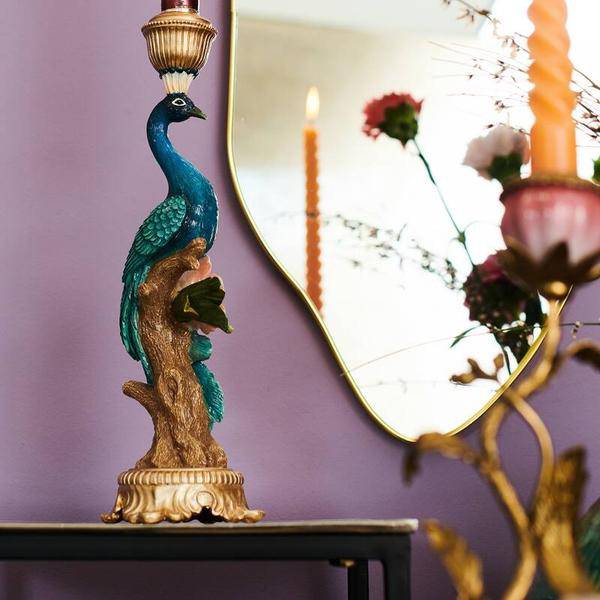 Kerzenständer Peacock Multi – Bunte Dekoration – 29 cm Höhe – Eleganter Kerzenhalter für Innen & Außen – Stilvolles Ambiente mit farbenfrohem Design 