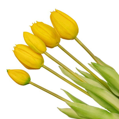 Tulpenstrauß Gelb – 10 Kunsttulpen – 42 cm – Real Touch – Fröhliche & langlebige Wohnraumdekoration 