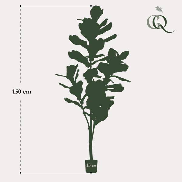Kunstpflanze Ficus Lyrata – Geigen-Feige – 150 cm – Pflegeleicht & realistisch – Perfekt für Wohnzimmer & Büro 