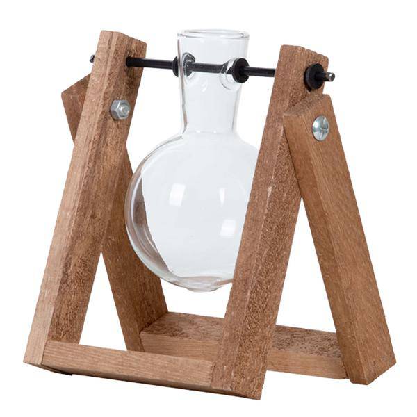 Stecklingsständer - 1 Glasvase - Hydrokulturvase für Stecklinge - Holz - Anbaustation 