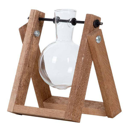 Stecklingsständer - 1 Glasvase - Hydrokulturvase für Stecklinge - Holz - Anbaustation 