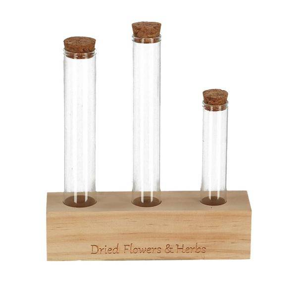 Trockenblumenständer aus Holz - Tube M - Blumen und Kräuter + Trockenblumenarrangement 