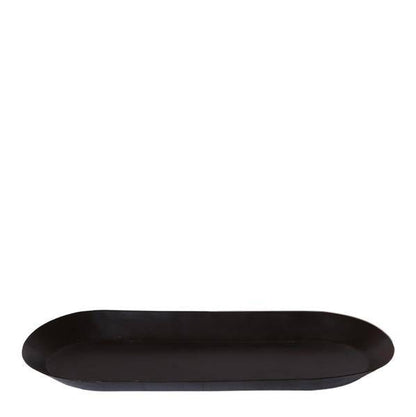 Ovales Tablett Schwarz – Ø30cm x 13cm – Metall-Deko-Tablett für Pflanzensets, Orchideen & Wohnaccessoires – Stilvoller Pflanzenuntersetzer 
