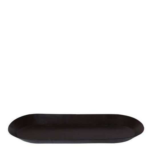 Ovales Tablett Schwarz – Ø30cm x 13cm – Metall-Deko-Tablett für Pflanzensets, Orchideen & Wohnaccessoires – Stilvoller Pflanzenuntersetzer 