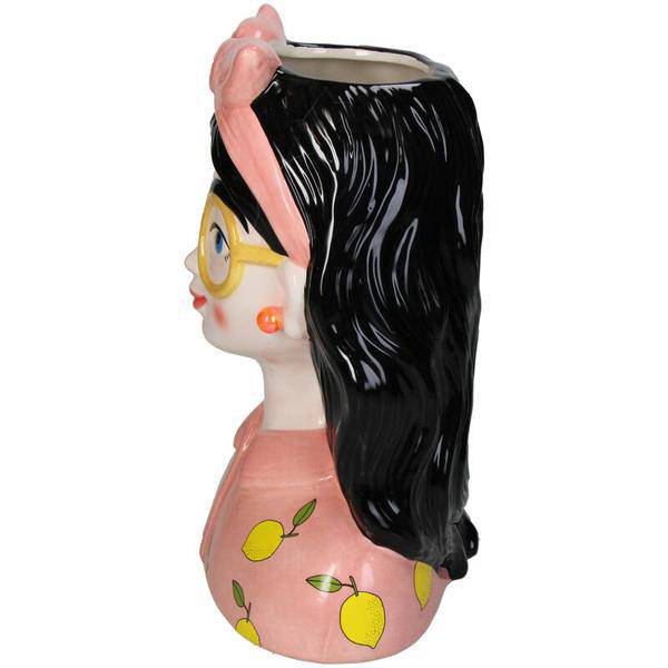 Design-Vase „Kylie“ – Künstlerische Damen-Vase aus Dolomit – 27 cm hoch – Farbiges Muster – Dekovase & Dekoobjekt – Skulpturales Wohnaccessoire 