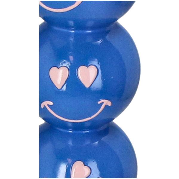 Kerzenständer Smiley – Blaue Kugeln – 9x9x36 cm – Dekorativer Kerzenhalter – Gute-Laune-Design 