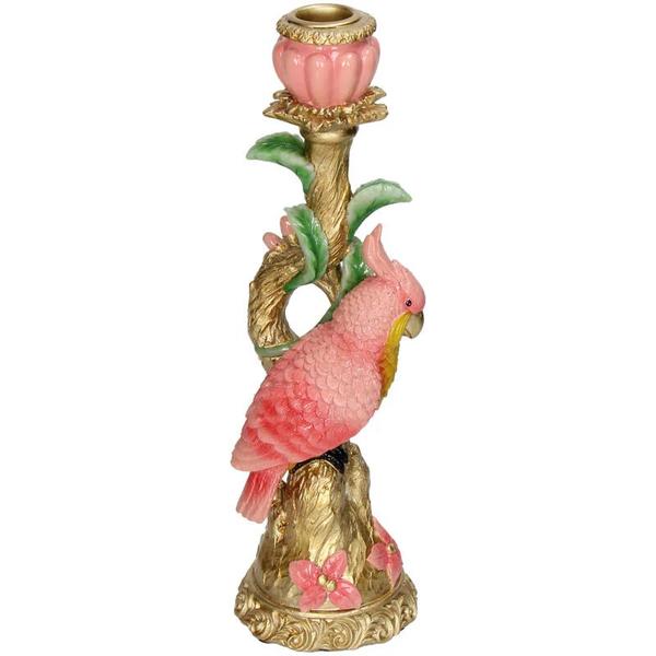 Kerzenständer Pink Parrot – Rosa Vogel – 9x8x28cm – Dekorativer Kerzenhalter im verspielten Design – Für Stabkerzen – Wohnaccessoire 