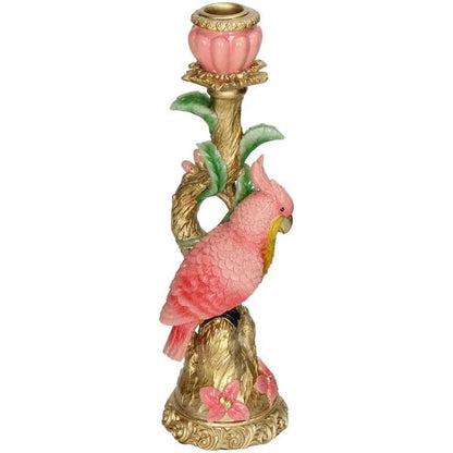 Kerzenständer Pink Parrot – Rosa Vogel – 9x8x28cm – Dekorativer Kerzenhalter im verspielten Design – Für Stabkerzen – Wohnaccessoire 