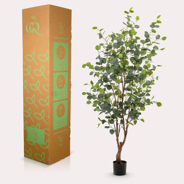 Kunstpflanze Eukalyptusbaum – Blue Gum Tree – ca. 140cm hoch – Täuschend echt & pflegefrei – Für Wohnzimmer, Büro & dunkle Räume – Immergrün & stilvoll 