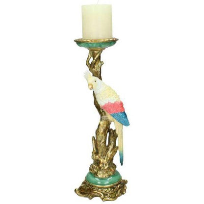 Kerzenständer Kakadu – Mehrfarbig – Höhe 35 cm – Exotisches Design – Deko-Highlight für Innen & Außen 