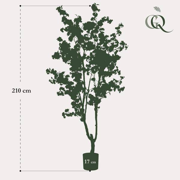 Künstliche Kirschblüte Prunus – Weiß – ca. 210cm hoch – Realistische Deko-Kunstpflanze – Wartungsfrei – Für Wohnzimmer, Büro & Eingangsbereich 