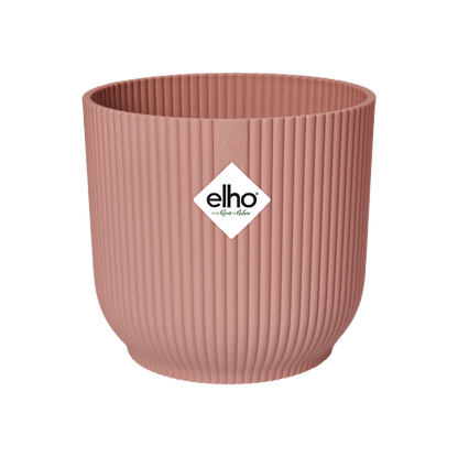 Pflanztopf Vibes Fold – Rosa – D25cm x H23cm – Moderner Blumentopf mit Rillenstruktur – Mit Wasserablauf – Dekorativer Übertopf für große Zimmerpflanzen – Für Wohnzimmer & Büro 