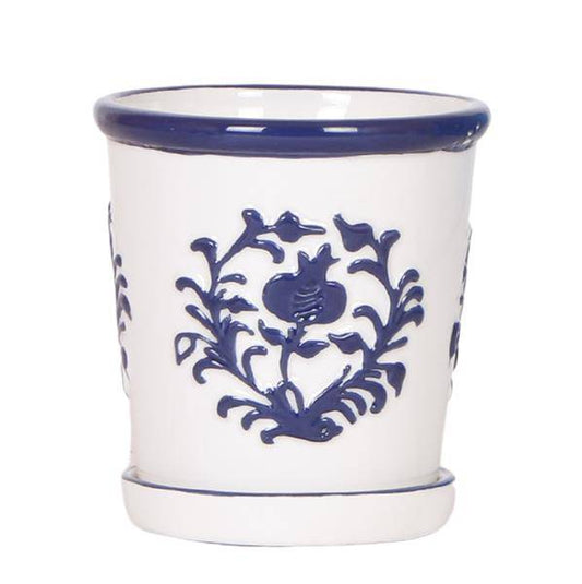 Malaga Blumentopf Blau – Ø9cm – Dekorativer Keramiktopf in Porzellanoptik – Mediterraner Ziertopf für Zimmerpflanzen – Für Fensterbank, Wohnzimmer & Büro 