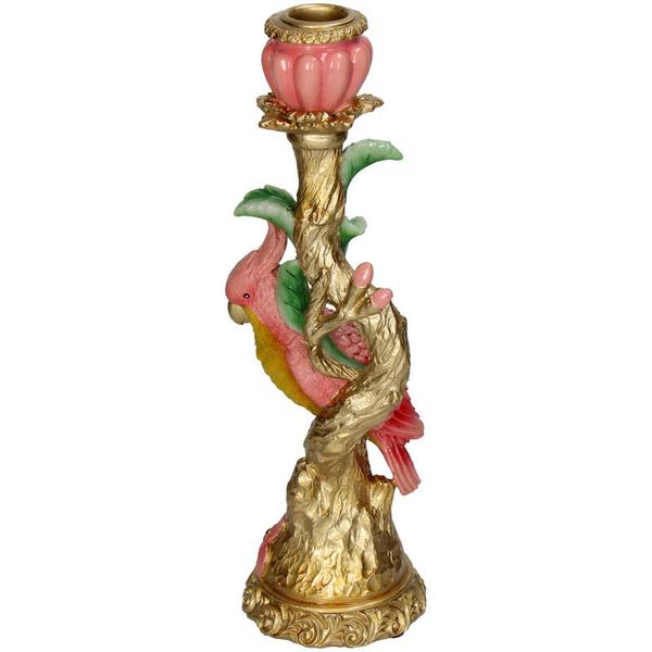 Kerzenständer Pink Parrot – Rosa Vogel – 9x8x28cm – Dekorativer Kerzenhalter im verspielten Design – Für Stabkerzen – Wohnaccessoire 