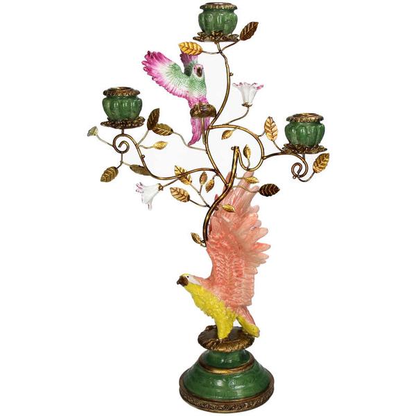 Kerzenständer Adler – Bunt – 3 Kerzen – 27,5x19,5x46 cm – Polyresin & Metall – Dekoration Wohnzimmer & Esstisch 