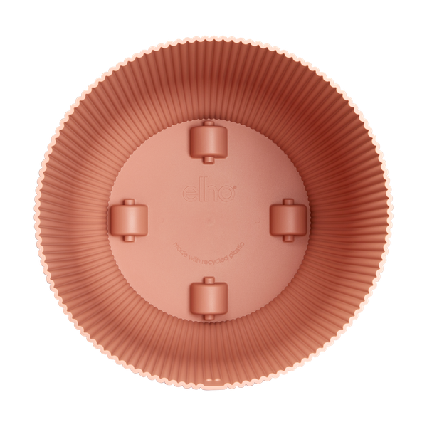 Pflanztopf Vibes Fold – Rosa – D35cm x H33cm – Moderner Blumentopf mit Rillenstruktur – Mit Wasserablauf & Rollen – Dekorativer Übertopf für große Zimmerpflanzen – Mobil & stilvoll 