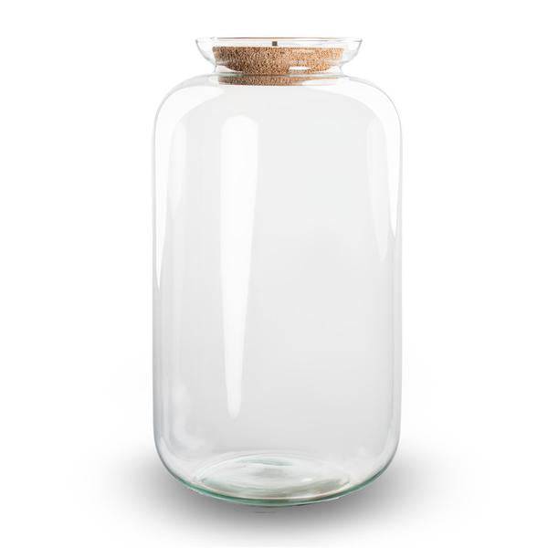 Flaschengarten - Terrarium Flasche + LED in Kork - Sven XL - ↑43cm – Recyceltes Glas – Geschlossenes Terrarium – Mit Beleuchtung 