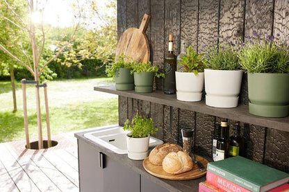 Blumentopf Greenville Rund Weiß – Ø14cm – Höhe 13cm – Moderner Pflanztopf für Zimmerpflanzen & Garten – Robust & nachhaltig – Indoor & Outdoor 