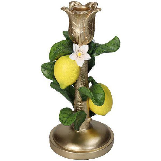 Kerzenständer Zitrone – 22 cm – Sommerlicher Kerzenhalter mit Zitronen-Motiv – Bunte Tischdeko 